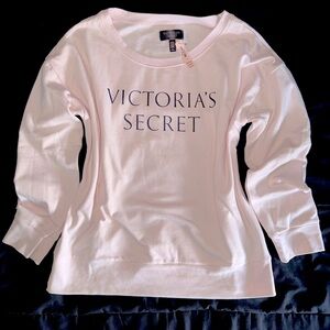 Victoria's Secret Light Pink long sleeve pullover sweatshirt Large black logo